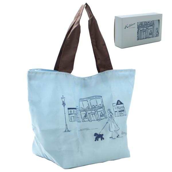 キタムラ　エコバッグ/マイバッグ　街並み （パッケージ入り）　ブルー