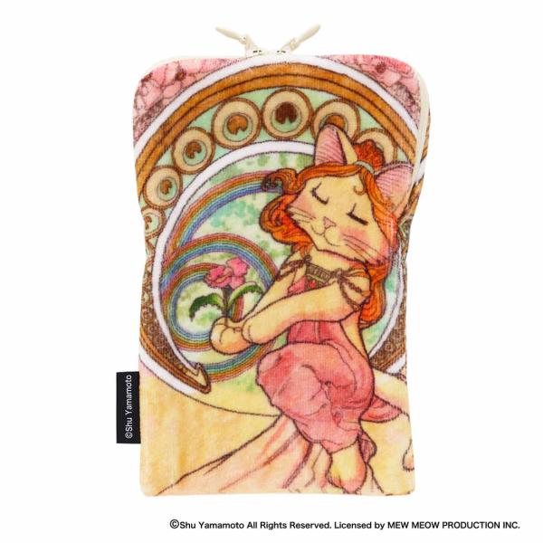 キャットアート　ファスナー付き　ペットボトルケース　タオルハンカチ　「猫の四大芸術：絵画／詩」 アル...