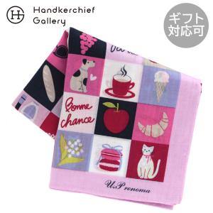 ユーピーレノマ　プリントハンカチ　モザイク　ピンク