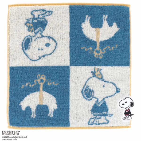 ブルックス ブラザーズ × ピーナッツ　タオルハンカチ　スヌーピーアップリケ　ブルー