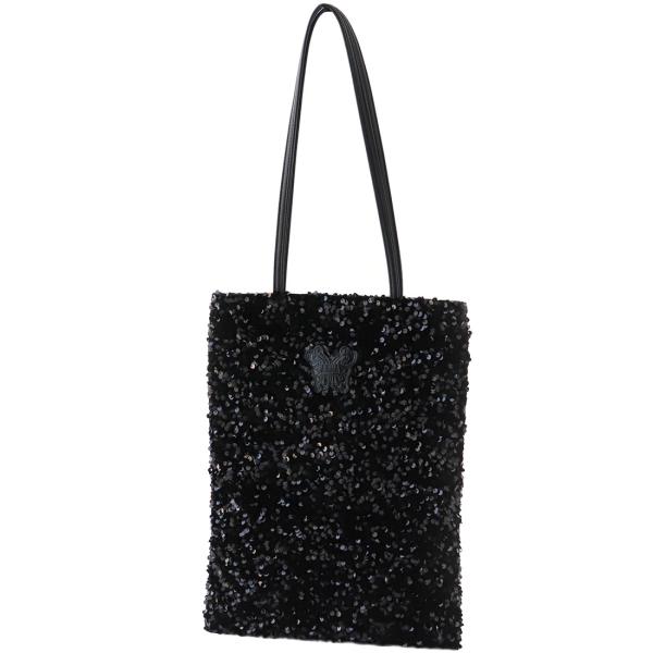 アナ スイ　エコバッグ　スパンコール　ブラック