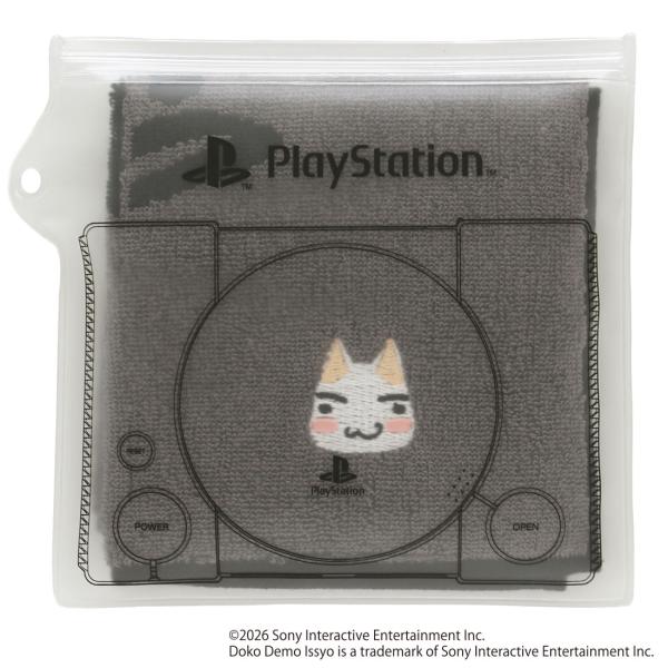 プレイステーション　タオルハンカチ（パッケージ入り）どこでもいっしょ　グレー