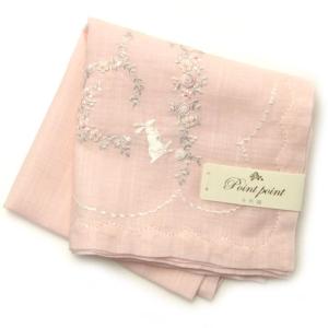 ポワンポワン ベトナム手刺繍 ハンカチ 花スカラヘム : ハンカチーフ