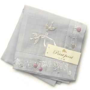 ポワンポワン ベトナム手刺繍 ハンカチ 花スカラヘム : ハンカチーフ