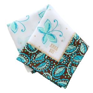 50％OFF！　アナ スイ　SWIRLING LEAVES ハンカチ　2202　ブルー