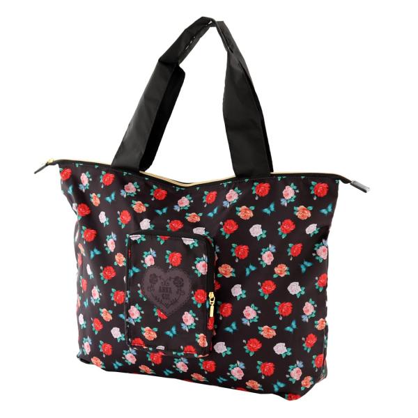 アナ スイ　キャリーオン　トートバッグ　エコバッグ/マイバッグ　薔薇　ブラック