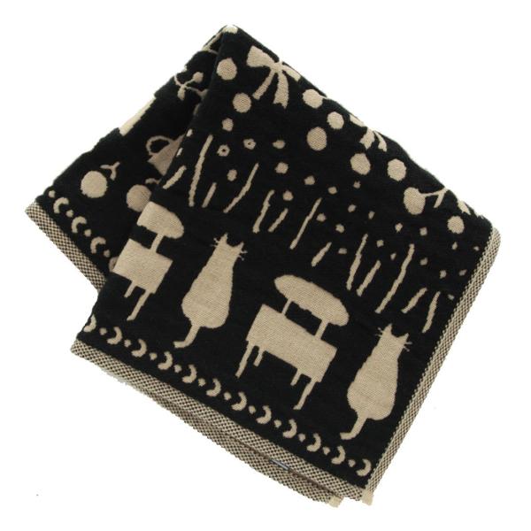 アツコマタノ　三重ガーゼハンカチ　『モノトーン風景』　0509　ブラック