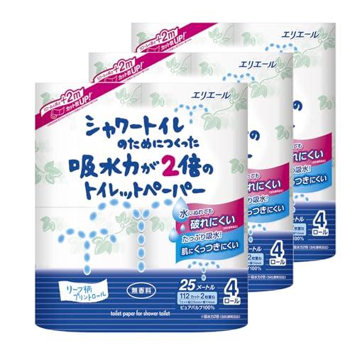 【まとめ買い】エリエール シャワートイレのためにつくった吸水力が2倍のトイレットペーパー 12ロール...