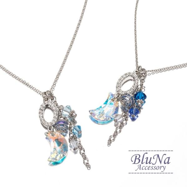 ネックレス ネックレス 月 ガラス ハンドメイド ビーズ アクセサリー moon キラキラ プレゼン...