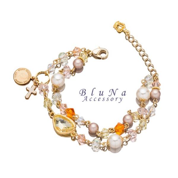 ブレスレット スワロフスキー ガラス ハンドメイド ビーズ パール アクセサリー キラキラ プレゼン...