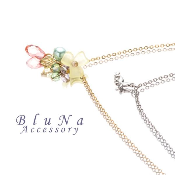 ネックレス スワロフスキー ガラス ハンドメイド すみれ ビーズ パール アクセサリー キラキラ プ...