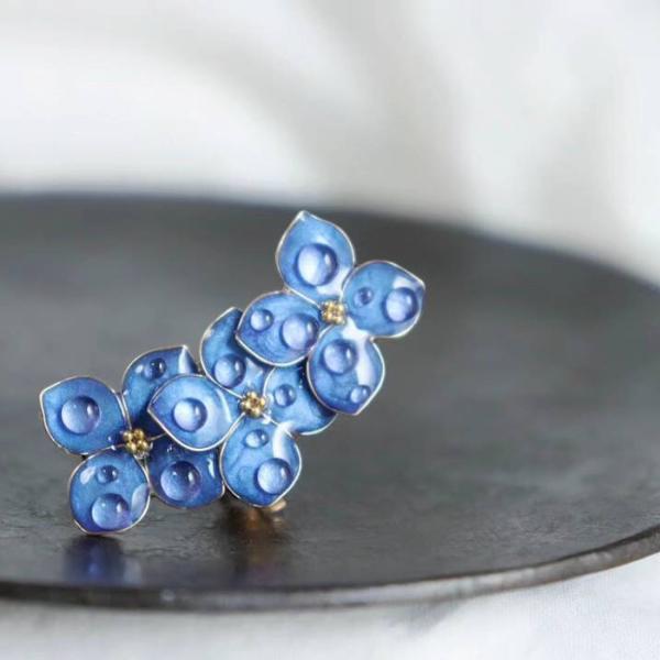 イヤーカフ イヤークリップ 紫陽花 あじさい 雫 レジン ハンドメイド ディップアート 春 夏 梅雨...