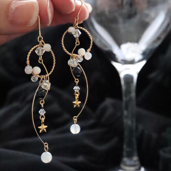 ピアス イヤリング 星 大人可愛い ハンドメイド ビーズ アクセサリー プレゼント デート 七夕 夏...