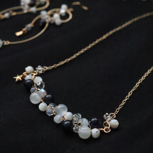 ネックレス 星 大人可愛い ハンドメイド ビーズ アクセサリー プレゼント デート 七夕 夏祭り ク...