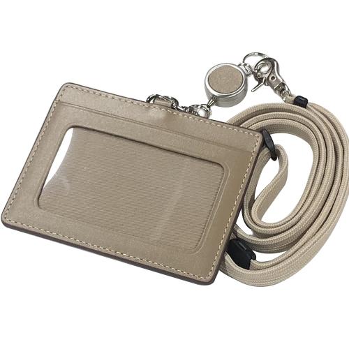 レヴァンクール　ハミルトン　リール付IDケース　HT−D　ベージュ×チョコ ハンズ