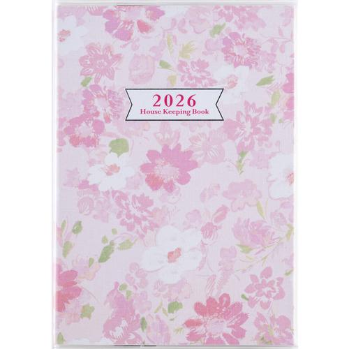 【2026年1月始まり】　高橋書店　暮らしのたのしいかけいぼ　A5　集計タイプ　31　花柄　月曜始ま...