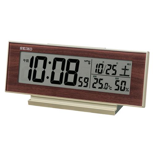 セイコー（SEIKO）　アラームONでライト点灯電波時計　SQ325B　ブラウン ハンズ