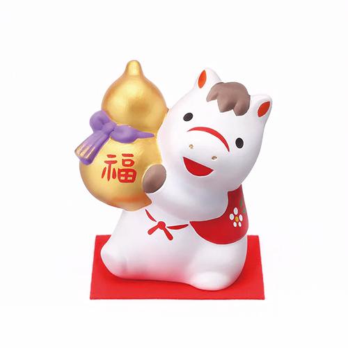 【正月用品】　薬師窯　錦彩招福午　瓢箪持ち　58 ハンズ