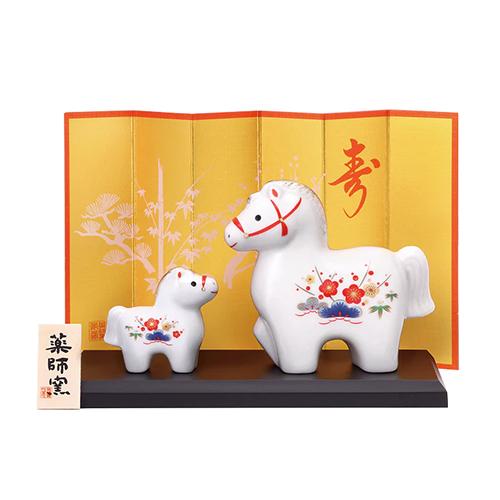 【正月用品】　薬師窯　白祥招福午　松竹梅　親子　77 ハンズ