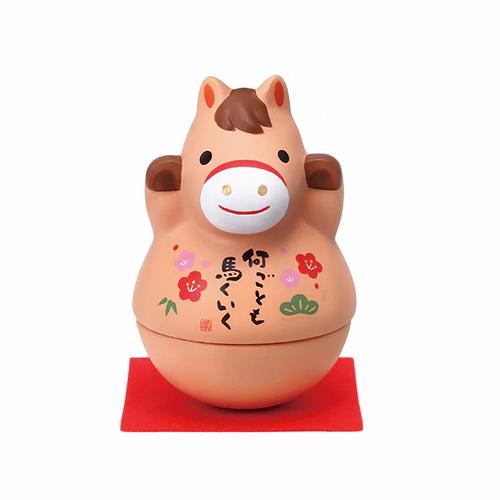 【正月用品】　薬師窯　錦彩招福　おきあがり午　85 ハンズ