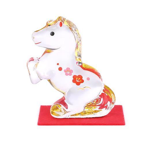 【正月用品】　薬師窯　クリスタル午　福梅　95 ハンズ