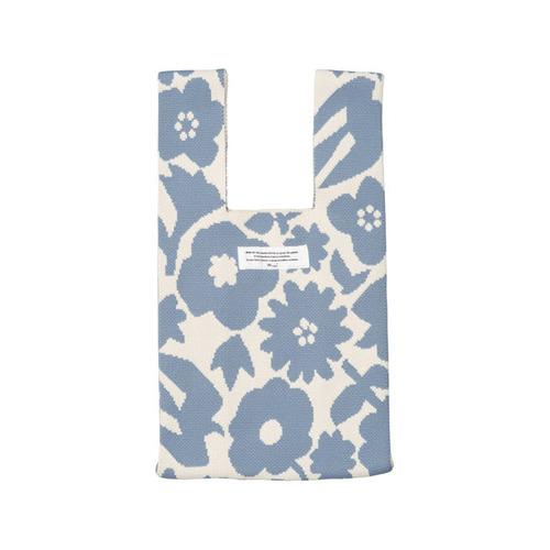 【お買い得】　ダブリュピーシー（Wpc.）　ニットトートバッグ　花と鳥ブルー ハンズ