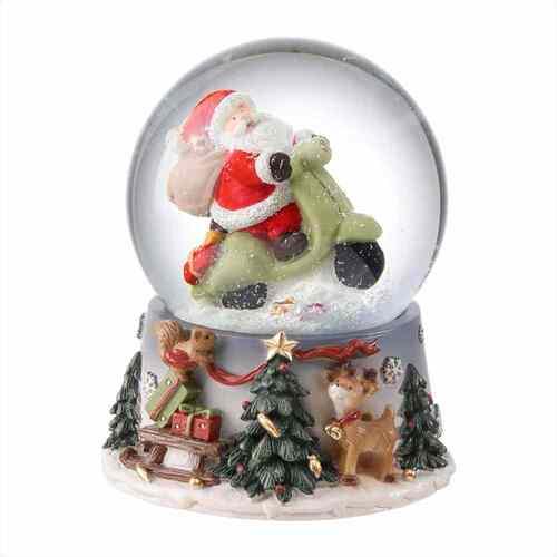 【お買い得】　【クリスマス】　スノードーム・M　サンタ・バイク ハンズ