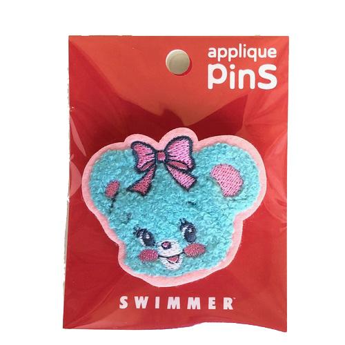 S＆C　スイマー（SWIMMER）　ふんわり刺繍のさがらピンバッチ　MMR-93　くま ハンズ