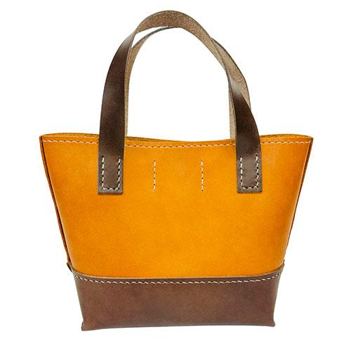 レザークラフトキット　ミニミニトートバッグ　チョコ・イエロー ハンズ