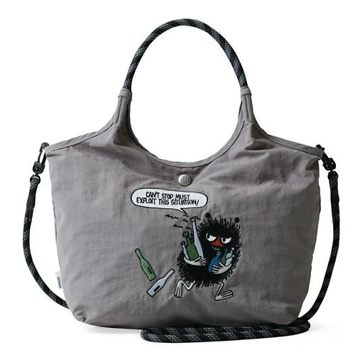 ムーミン（MOOMIN）　刺繍デザインの2wayバッグ　RMPK-02　グレー（スティンキー） ハン...