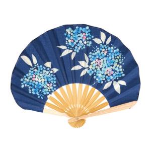 山二 婦人布扇子 あじさい 1027 紺 ハンズの商品画像