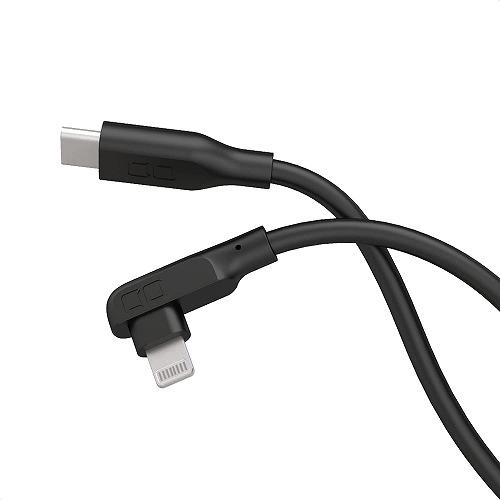 シーアイオー（CIO）　シリコーンケーブル　L字型　USB−C　to　Lightning　1m　ブラ...