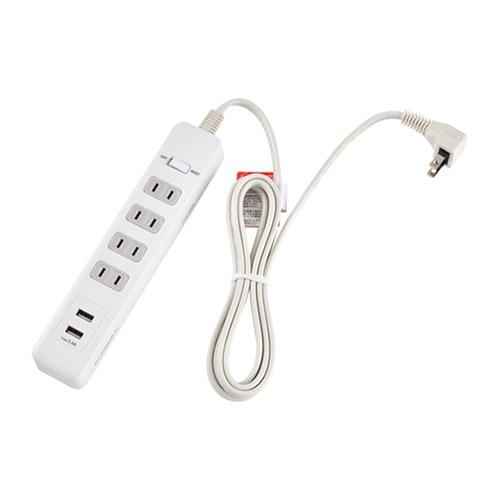 エルパ（ELPA）　集中スイッチ電源タップ　AC4個口+USB-A×2　WLS-4232BUA(W)...