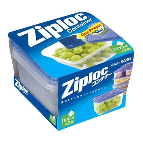 旭化成ホームプロダクツ　ジップロック　コンテナー　正方形　1100mL　2個入 ハンズ