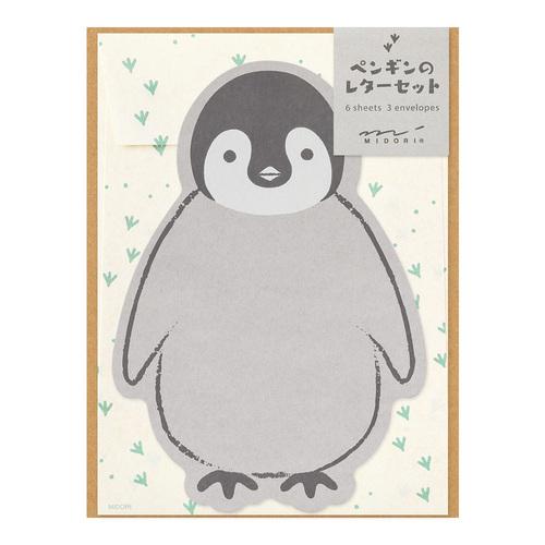 ミドリ（MIDORI）　レターセット　ダイカット　86926006　ペンギン柄 ハンズ