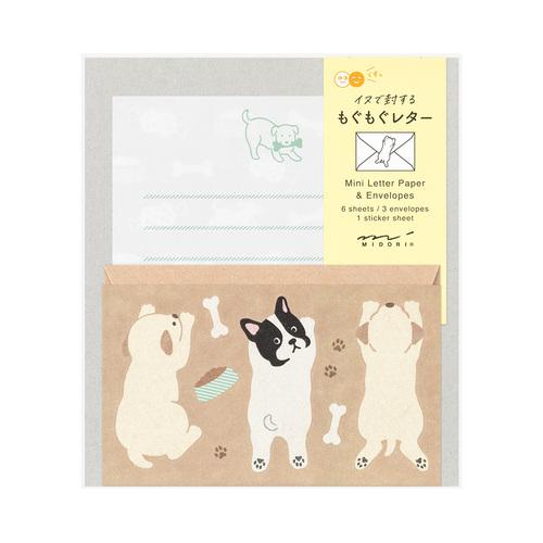 ミドリ（MIDORI）　ミニレターセット　もぐもぐ　86936　イヌ柄 ハンズ