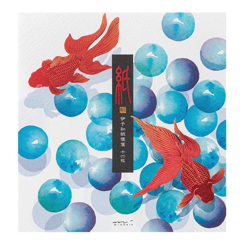 ミドリ（MIDORI）　便箋　箔　ビー玉金魚柄　87171006 ハンズ