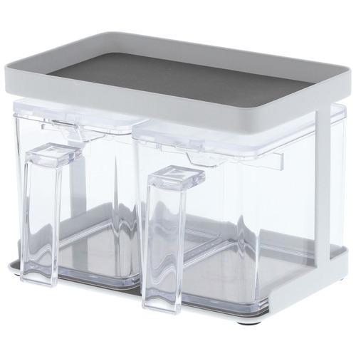 山崎実業　tower（タワー）　調味料ストッカー＆ラック2個セット　ホワイト　3341 ハンズ