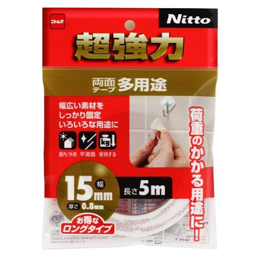 Nitto　超強力両面テープ多用途　15mm×5m　T4542│ガムテープ・粘着テープ　両面テープ ...