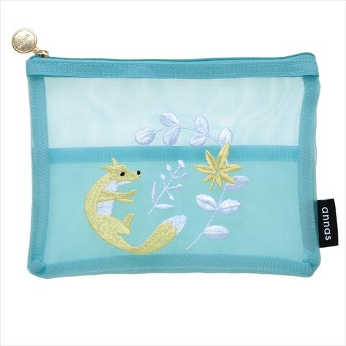 学研ステイフル　アンナス（annas）　刺繍メッシュポーチ　F15087　キツネ ハンズ