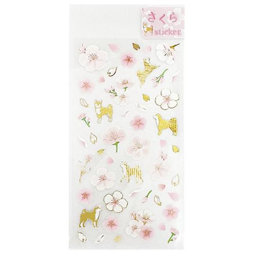 クローズ・ピン　さくらシール　犬と桜 ハンズ