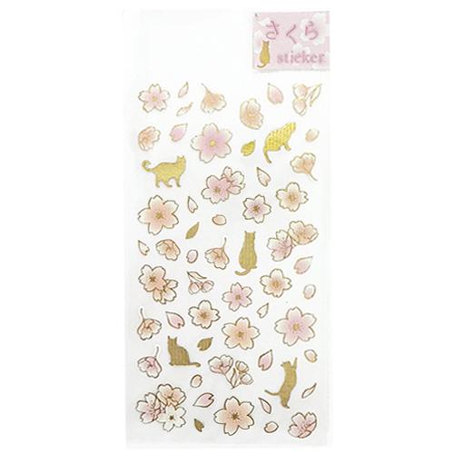 クローズ・ピン　さくらシール　猫と桜 ハンズ