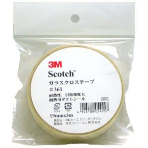 3M　スコッチ　ガラスクロステープ　＃361　19mm×3m巻│ガムテープ・粘着テープ　ビニールテープ