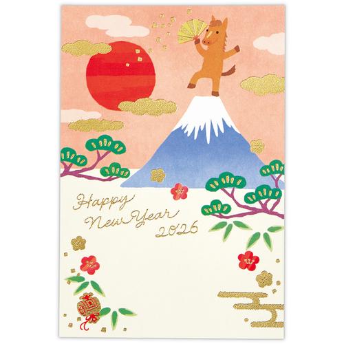 【年賀用品】　ホールマーク（Hallmark）　私製年賀ハガキ　箔　富士山登頂うま ハンズ