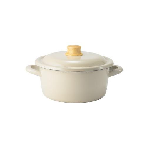 富士ホーロー（FUJIHORO）　コットンプラスシリーズ　　キャセロール　20cm　グレージュ ハン...