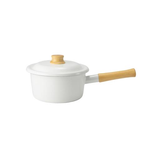 富士ホーロー（FUJIHORO）　コットンプラスシリーズ　　ソースパン　18cm　ホワイト ハンズ