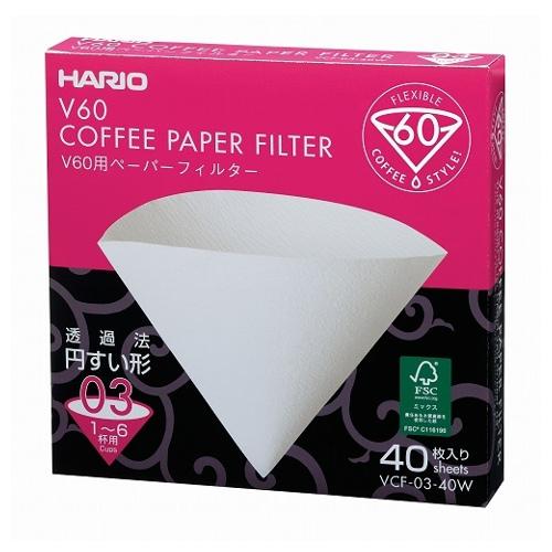 ハリオ（HARIO）　V60用ペーパーフィルターW　03　箱入　40枚　VCF−03−40W│コーヒ...