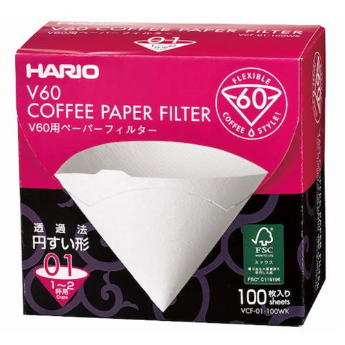 ハリオ（HARIO）　V60用ペーパーフィルターW　VCF-01-100WK　100枚入│コーヒー用...