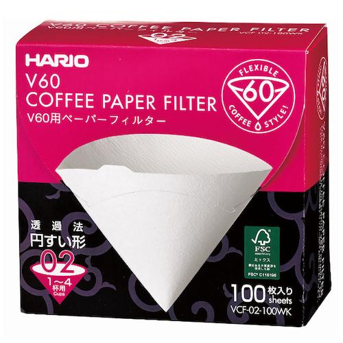 ハリオ（HARIO）　V60用ペーパーフィルターW　VCF-02-100WK　100枚入│コーヒー用...