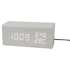 PLUS　DECO　ワイヤレス充電対応　木目調ワイヤレスチャージングクロック　IAC−5665−WT ハンズ｜hands-net